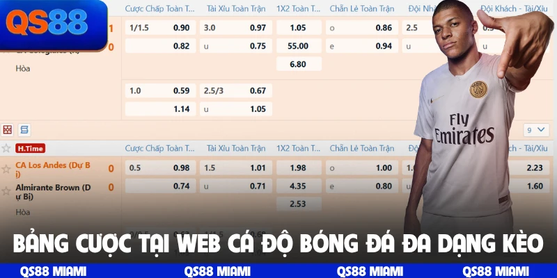 Bảng cược tại web cá độ bóng đá đa dạng kèo