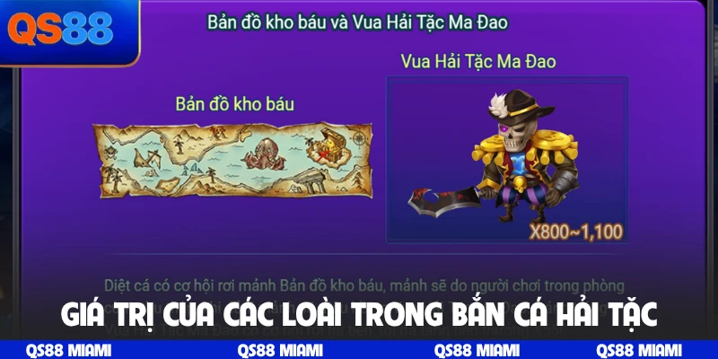 Giá trị của các loài trong Bắn Cá Hải Tặc